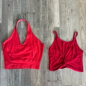 Red Halter and Twist Front tank top